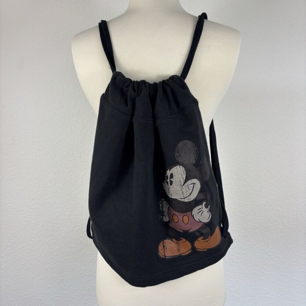 Walt Disney World Sweatshirt Fleece Backpack L Black Cinch Sac Mickey Beach